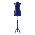 Female tailor\'s mannequin of dark blue color for fitting clothes during sewing. It is used in ateliers, clothing stores Royalty Free Stock Photo