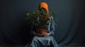 Reimagined Religious Art: Women Concealing Faces On Plant Pots