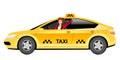 Female taxi driver flat color vector faceless character