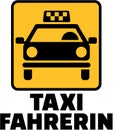 Female taxi driver with yellow cab german