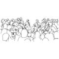 Female teacher and students in the lecture hall vector illustration sketch doodle hand drawn with black lines isolated on white Royalty Free Stock Photo