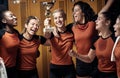 Female team feeling strong after the win Royalty Free Stock Photo