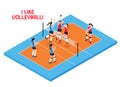 Volley Ball Isometric Illustration