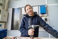 Female technician installing solar power electrical system Royalty Free Stock Photo