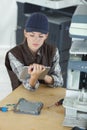 Female technician using tablet computer Royalty Free Stock Photo