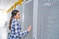 Female technician working on server maintenance Royalty Free Stock Photo