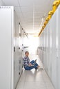 Female technician working on server maintenance Royalty Free Stock Photo