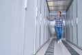 Female technician working on server maintenance Royalty Free Stock Photo