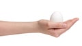 Female teen hand holding egg Royalty Free Stock Photo