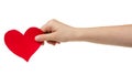 Female teen hand holding paper heart Royalty Free Stock Photo