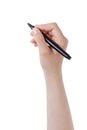 Female teen hand writing something with pen or marker Royalty Free Stock Photo