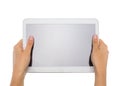 Female teen hands holding generic tablet pc