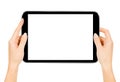 Female teen hands using tablet pc Royalty Free Stock Photo