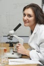 Female Teenage Student Using Microscope In Science Class Royalty Free Stock Photo