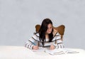 Female teenager studying