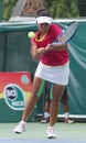 Female tennis athletes of Indonesian Ayu Fani Damayanti in action