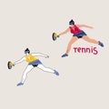 Female tennis player hand drawn illustration Royalty Free Stock Photo