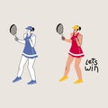 Female tennis player hand drawn illustration