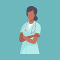 Female Therapist Doctor with Stethoscope, Professional Medical Worker Character in Lab Coat Vector Illustration Royalty Free Stock Photo