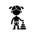 Female toddler black glyph icon Royalty Free Stock Photo