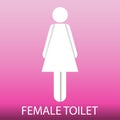 Female Toilet Sign, pink background, female sign, vector pro