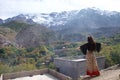 Female tourist admiring the Atlas Mountains