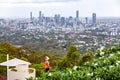 Female tourist admiring the view of Brisbane.