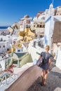 Oia village at sunset, Santorini island, Greece. Royalty Free Stock Photo