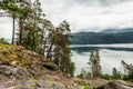 Female tourist enjoy fjord view in Norway