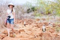 Female tourist at Galapagos islands