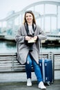 Female tourist standing at pier Royalty Free Stock Photo