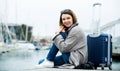 Female tourist standing at pier Royalty Free Stock Photo