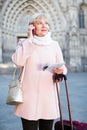 female tourist talking on phone Royalty Free Stock Photo