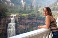 Tourist visiting the famous Tequendama Falls located southwest of BogotÃÂ¡ in the municipality of Soacha