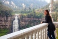 Tourist visiting the famous Tequendama Falls located southwest of BogotÃÂ¡ in the municipality of Soacha