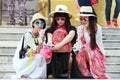 Female tourists taking a group selfie with smartphone