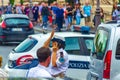 Woman traffic cop Rome city street Italy