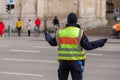 Female traffic police working on Leopoldstrasse in Munich, Germany