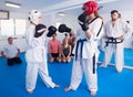 Female trainees conduct sparring