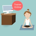 Female are training fitness with Trainer Online