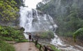 A female traveler at Wachirathan Waterfall