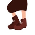 female trendy brown boots shoes vector design