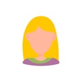 Female user avatar profile picture icon. Isolated vector illustration in flat design people character. Blond woman