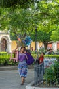 Female vendor with basket on head, La Antigua, Guatemala