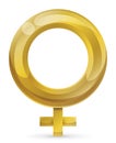 Symbol of Venus or female in golden and glossy effect, Vector illustration