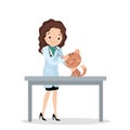 Female vet doctor with cat,isolated on white background Royalty Free Stock Photo