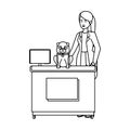 Female veterinary with dog in the office