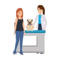 Female veterinary with dog in the office