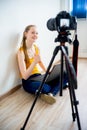 Female video blogger