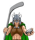 Viking Warrior Woman Ice Hockey Sports Team Mascot
